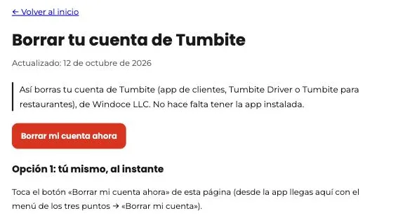 Página «Borrar tu cuenta de Divoox» con el botón «Borrar mi cuenta ahora» y la primera opción explicada.
