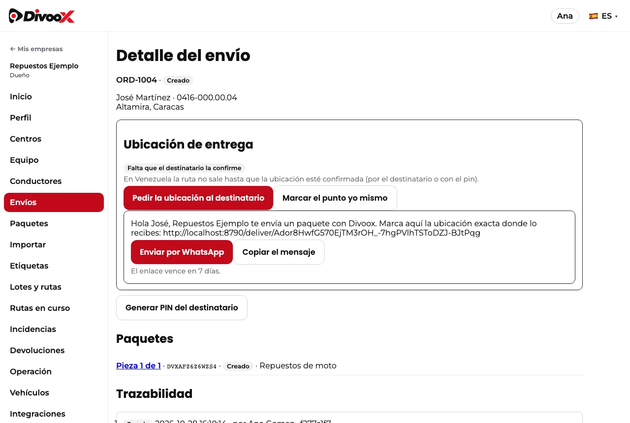 Pedir la ubicación al destinatario por WhatsApp desde el panel