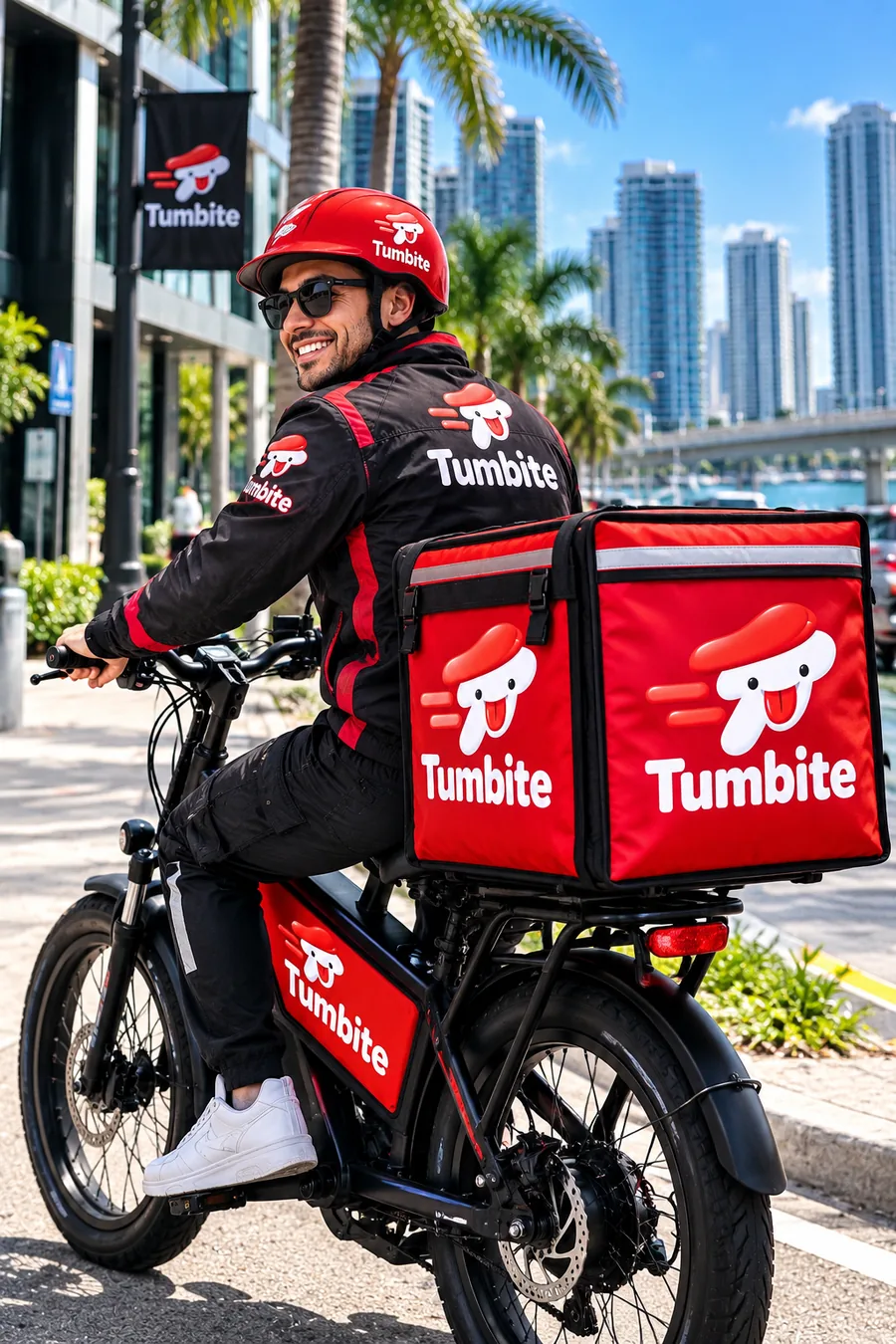 Tumbite driver on a bike in Miami